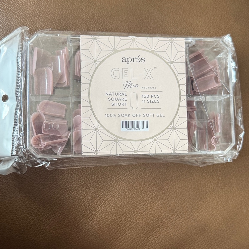 Brand New!! Aprés Gel-X Natural Square Short Nails. Color is MIA